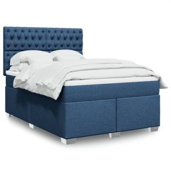 ARDEBO.de - Boxspringbett mit Matratze Blau 140x190 cm Stoff