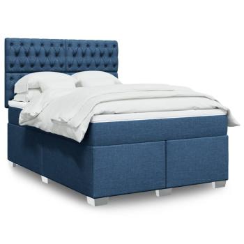 ARDEBO.de - Boxspringbett mit Matratze Blau 140x200 cm Stoff