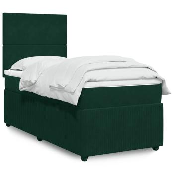 ARDEBO.de - Boxspringbett mit Matratze Dunkelgrün 80x200 cm Samt