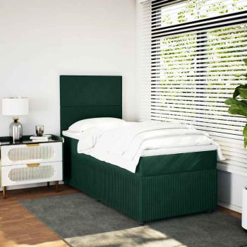 Boxspringbett mit Matratze Dunkelgrün 80x200 cm Samt