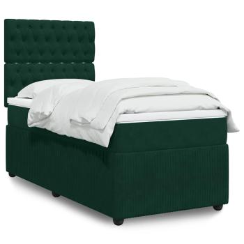 ARDEBO.de - Boxspringbett mit Matratze Dunkelgrün 80x200 cm Samt