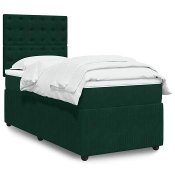 ARDEBO.de - Boxspringbett mit Matratze Dunkelgrün 80x200 cm Samt