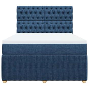 Boxspringbett mit Matratze Blau 140x190 cm Stoff