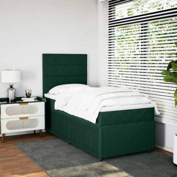 ARDEBO.de - Boxspringbett mit Matratze Dunkelgrün 80x200 cm Samt