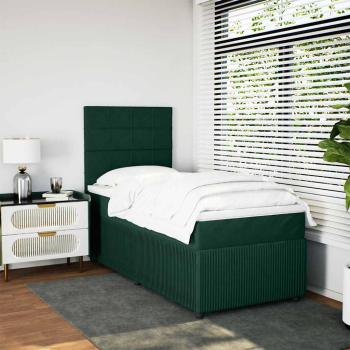 Boxspringbett mit Matratze Dunkelgrün 80x200 cm Samt