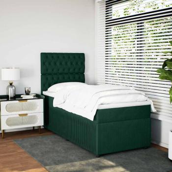 ARDEBO.de - Boxspringbett mit Matratze Dunkelgrün 80x200 cm Samt