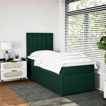 ARDEBO.de - Boxspringbett mit Matratze Dunkelgrün 80x200 cm Samt