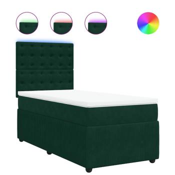 Boxspringbett mit Matratze Dunkelgrün 80x200 cm Samt
