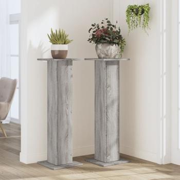 Pflanzenständer 2 Stk. Grau Sonoma 30x30x95 cm Holzwerkstoff