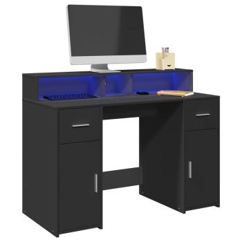 ARDEBO.de - LED-Schreibtisch Schwarz 120x55x91 cm Holzwerkstoff