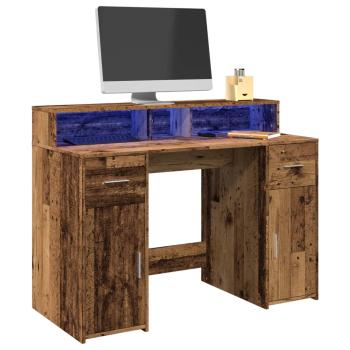 ARDEBO.de - LED-Schreibtisch Altholz-Optik 120x55x91 cm Holzwerkstoff
