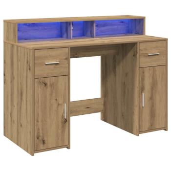 LED-Schreibtisch Artisan-Eiche 120x55x91 cm Holzwerkstoff
