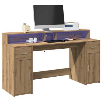 ARDEBO.de - LED-Schreibtisch Artisan-Eiche 160x55x91 Holzwerkstoff