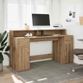 LED-Schreibtisch Artisan-Eiche 160x55x91 Holzwerkstoff