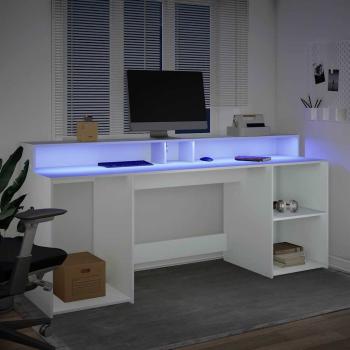 LED-Schreibtisch Weiß 200x55x91 cm Holzwerkstoff