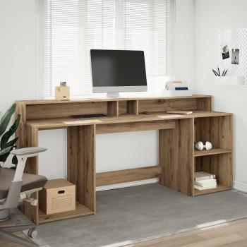 ARDEBO.de - LED-Schreibtisch Artisan-Eiche 200x55x91 Holzwerkstoff