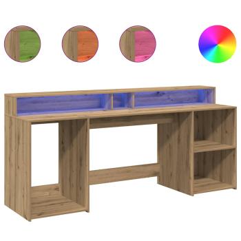 LED-Schreibtisch Artisan-Eiche 200x55x91 Holzwerkstoff