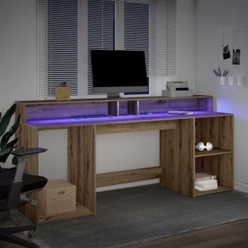 LED-Schreibtisch Artisan-Eiche 200x55x91 Holzwerkstoff