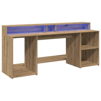 LED-Schreibtisch Artisan-Eiche 200x55x91 Holzwerkstoff