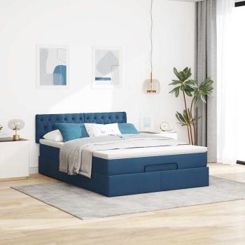 Ottoman-Bett mit Matratze Blau 140x190 cm Stoff