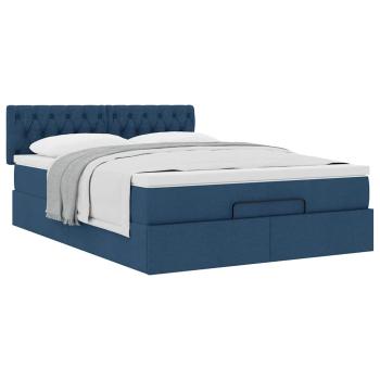 Ottoman-Bett mit Matratze Blau 140x190 cm Stoff