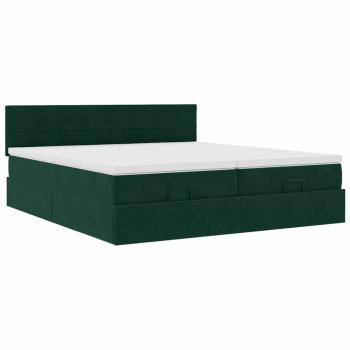 Ottoman-Bett mit Matratzen Dunkelgrün 160x200 cm Samt