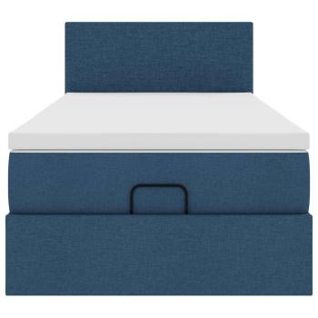 Ottoman-Bett mit Matratze & LEDs Blau 90x190 cm Stoff