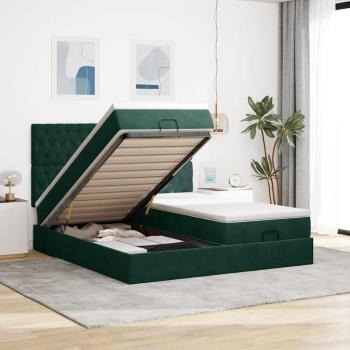 ARDEBO.de - Ottoman-Bett mit Matratzen Dunkelgrün 200x200 cm Samt