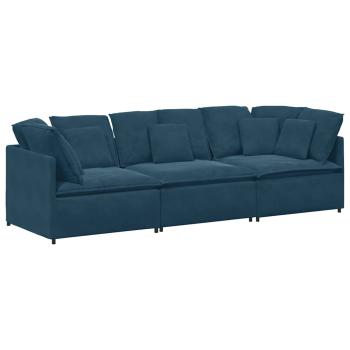 Modulares Sofa mit Kissen Samt Blau