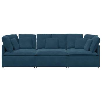 Modulares Sofa mit Kissen Samt Blau
