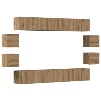 8-tlg. TV-Schrank-Set Wandmontage Artisan-Eiche Holzwerkstoff