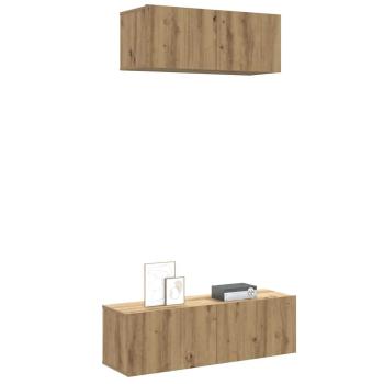 ARDEBO.de - 2-tlg. TV-Schrank-Set Wandmontage Artisan-Eiche Holzwerkstoff