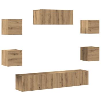 7-teiliges TV-Schrank-Set Wandmontage Artisan Eiche