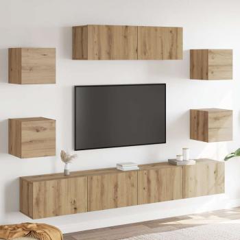 ARDEBO.de - 7-tlg. TV-Schrank-Set Wandmontage Artisan-Eiche Holzwerkstoff