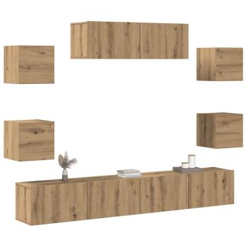 7-tlg. TV-Schrank-Set Wandmontage Artisan-Eiche Holzwerkstoff