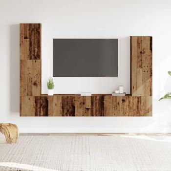 ARDEBO.de - 4-tlg. TV-Schrank-Set Wandmontage Altholz-Optik Holzwerkstoff