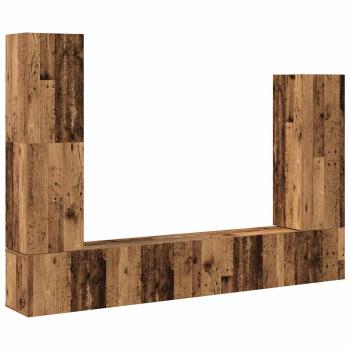 4-tlg. TV-Schrank-Set Wandmontage Altholz-Optik Holzwerkstoff