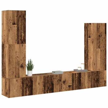 4-tlg. TV-Schrank-Set Wandmontage Altholz-Optik Holzwerkstoff