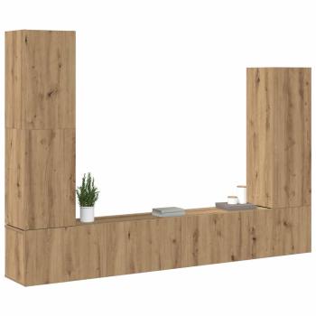 4-tlg. TV-Schrank-Set Wandmontage Artisan-Eiche Holzwerkstoff