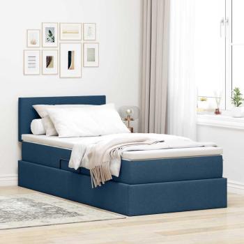 ARDEBO.de - Aufbewahrungsbett mit Matratze Blau 90 x 200 cm Samt