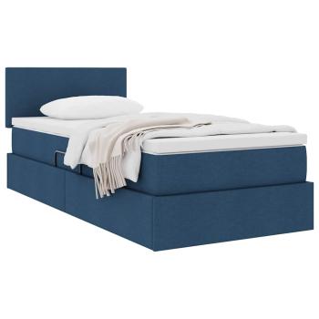 Aufbewahrungsbett mit Matratze Blau 90 x 200 cm Samt
