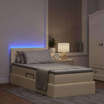 LED-Speicherbett mit Matratze Creme 90 x 200 cm Stoff
