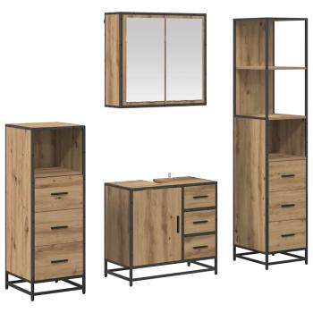 Badezimmermöbel-Set 4 Stk. Artisan-Eiche Holzwerkstoff