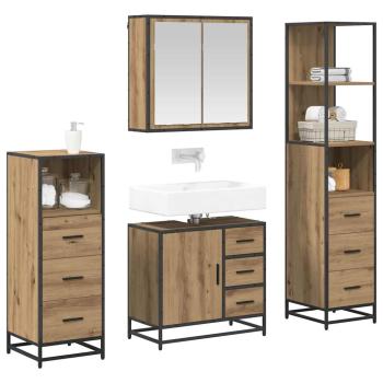Badezimmermöbel-Set 4 Stk. Artisan-Eiche Holzwerkstoff