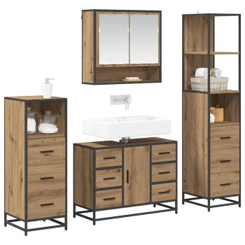 Badezimmermöbel-Set 4 stk. Artisan-Eiche 80 x 33 x 60 cm