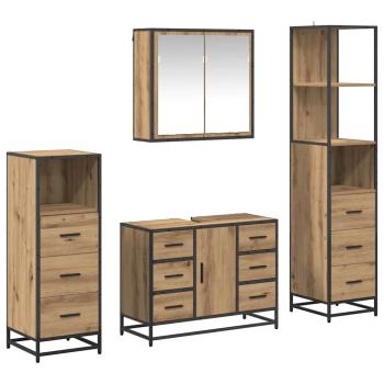 Badezimmermöbel-Set 4 Stk. Artisan-Eiche Holzwerkstoff