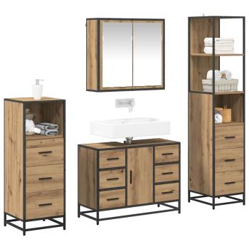 Badezimmermöbel-Set 4 Stk. Artisan-Eiche Holzwerkstoff