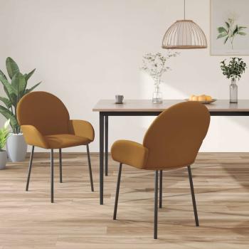 ARDEBO.de - Esszimmerstühle 2 Stk. Braun Samt