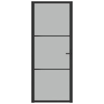 Innentür 83x201,5 cm Schwarz Mattglas und Aluminium