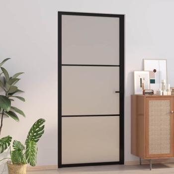 ARDEBO.de - Innentür 93x201,5 cm Schwarz Mattglas und Aluminium